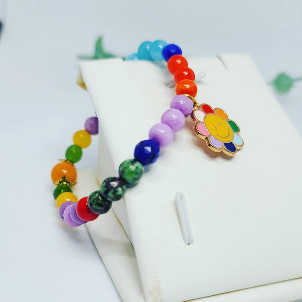 Cute Girls Mixed Crystal Bracelet flower charm